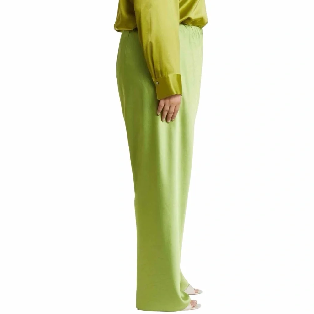 NWT Vince ‘Textured Satin Bias Cut Pant’ in “Cactus” Lime Green Plus Size 1X